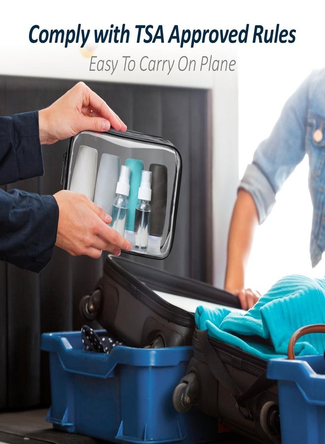 PACKISM TSA Approved Toiletry Bag with Bottles - Travel Accessories 8 Pack Leakproof 3.4oz Silicone Travel Bottles for Toiletries, Shampoo Conditioner Lotion Body Wash BPA Free, Black - Image 2